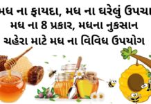 મધ ના ફાયદા - મધ ના ઘરેલું ઉપચારો - મધ ના પ્રકાર - મધના નુકસાન - Madh na fayda in Gujarati - honey benefits in Gujarati