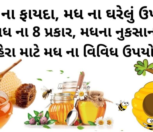મધ ના ફાયદા - મધ ના ઘરેલું ઉપચારો - મધ ના પ્રકાર - મધના નુકસાન - Madh na fayda in Gujarati - honey benefits in Gujarati