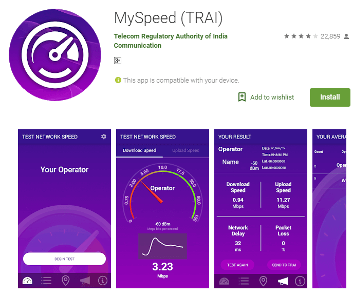 MySpeed TRAI Application