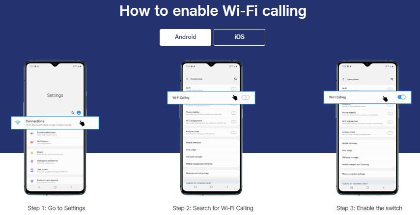 Wifi calling setting in Android