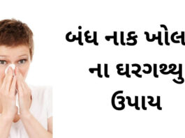 Bandh Naak kholvana upay in Gujarati - બંધ નાક ખોલવાના ઉપાય