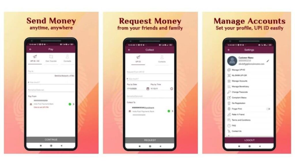 dakpay upi by ippb Send money Request Money Manage account