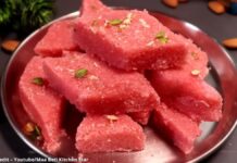 સોજી અને ગુલાબ શરબત ની બરફી બનવાની રીત | Soji ane gulab sarbat ni barfi banavani rit સોજી અને ગુલાબ શરબત ની બરફી બનવાની રીત - Soji ane gulab sarbat ni barfi banavani rit - Soji ane gulab sarbat ni barfi recipe in gujarati