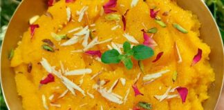 મેંગો સોજી હલવો બનાવવાની રીત - Mango soji halvo banavani rit - Mango soji halva recipe in gujarati