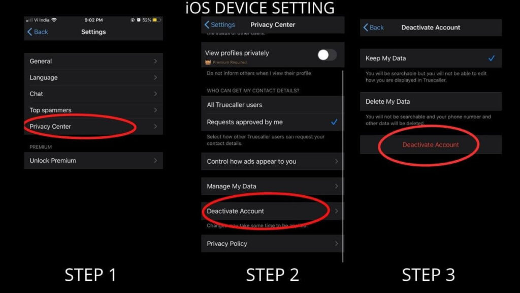 iOS DEVICE TRUECALLER SETTING