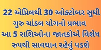 22 april thi start thato guru chandal yog aa 5 rasi na loko dhayn rakhe