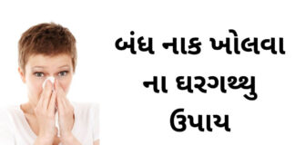 બંધ નાક ખોલવા ના ઘરગથ્થુ ઉપાય | Bandh Naak kholvana upay Bandh Naak kholvana upay in Gujarati - બંધ નાક ખોલવાના ઉપાય