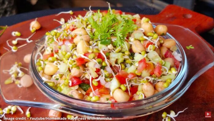 Fangavel mag ane Singdana no salad banavani rit ફણગાવેલ મગ અને સીંગદાણા નો સલાડ બનાવવાની રીત - Fangavel mag ane Singdana no salad banavani rit